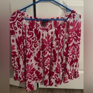 Internationalnal Concepts Pink and white print blouse size XL